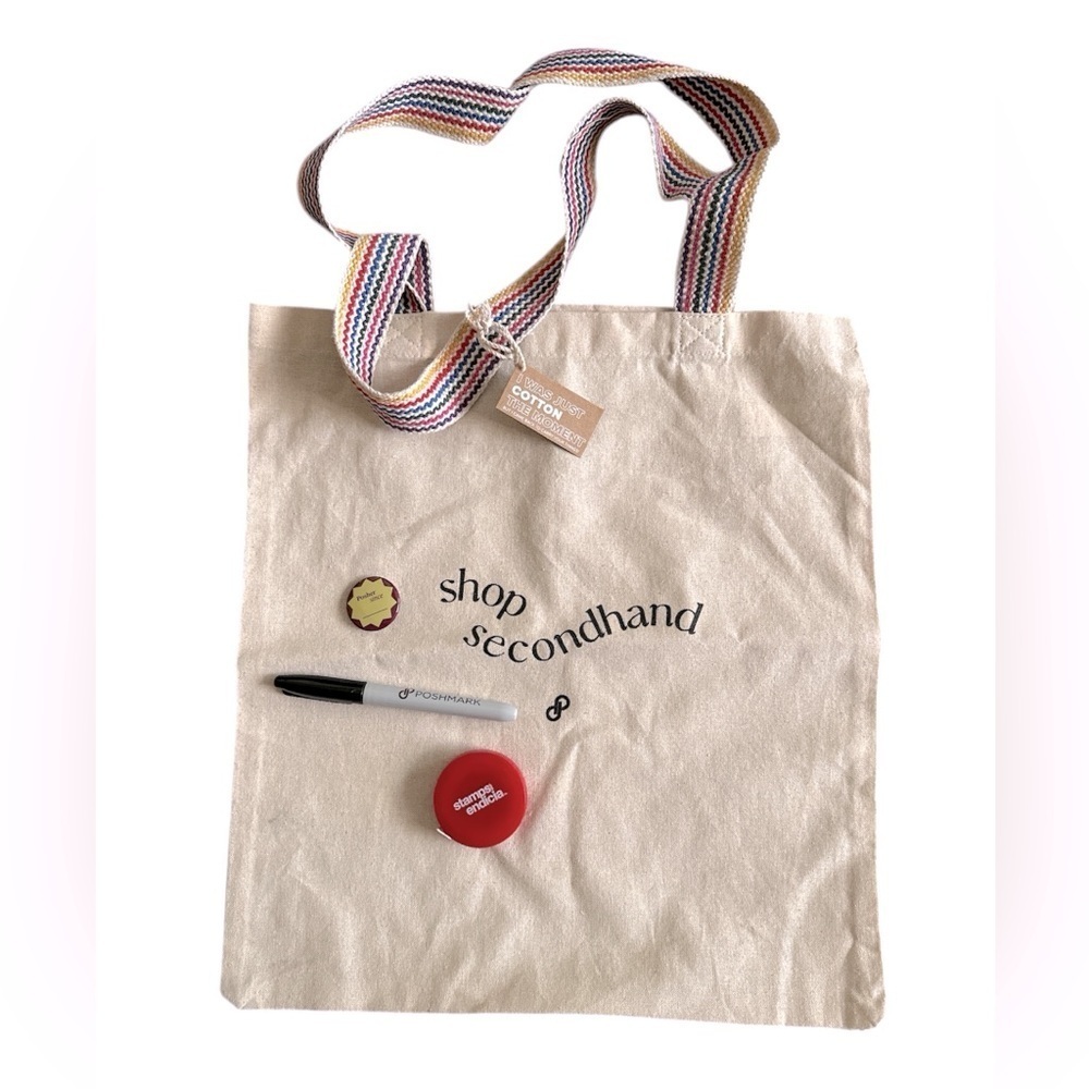 Bundle Cotton Tote Bag with Rainbow Straps Brand New